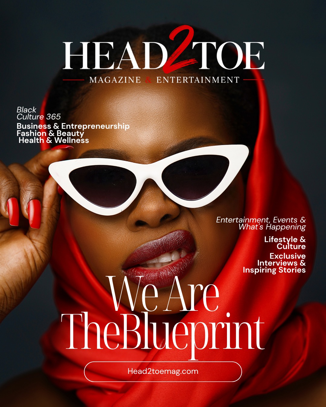 Head2Toe We Are the Blueprint artwork featuring a woman in a red headscarf and white sunglasses